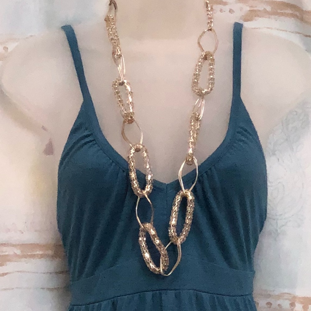 Bebe - silver link statement necklace SATC